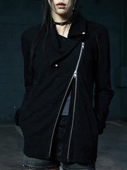 【NOT KNOWING】Drape Collar Zip Up