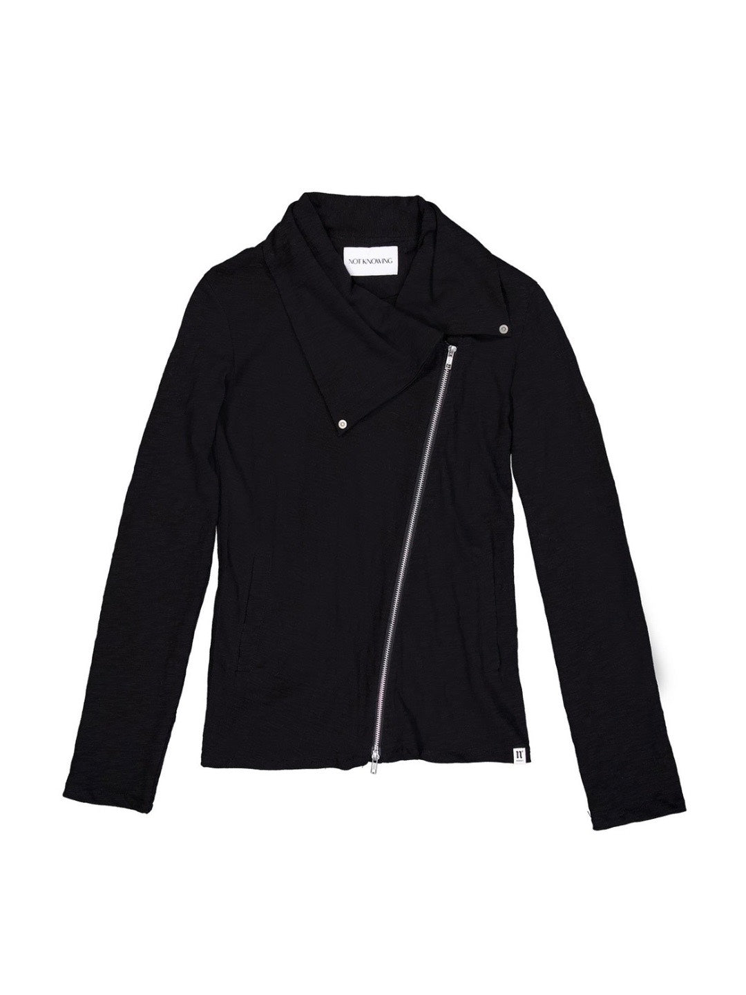 【NOT KNOWING】Drape Collar Zip Up