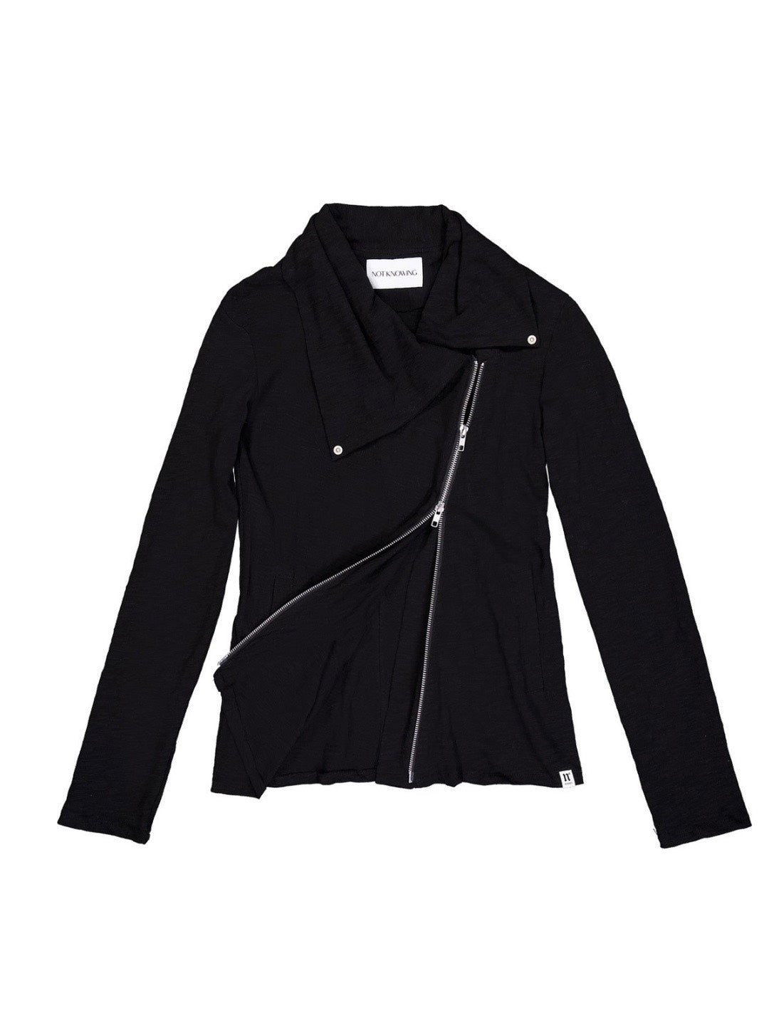 【NOT KNOWING】Drape Collar Zip Up