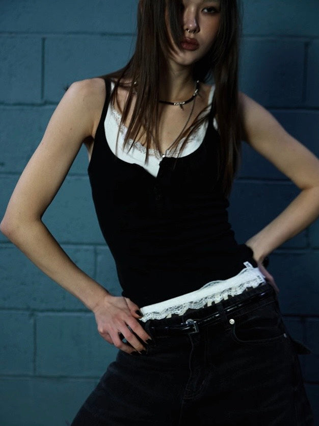 【NOT KNOWING】Lace Layered Cami Set