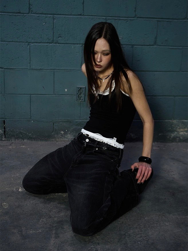 【NOT KNOWING】Lace Layered Cami Set