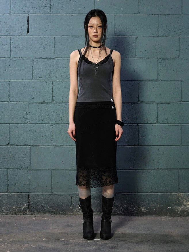 【NOT KNOWING】Lace Layered Cami Set