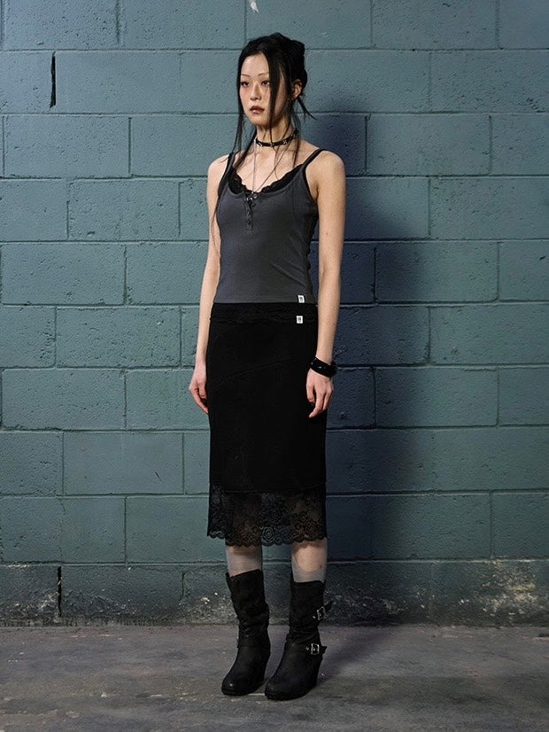 【NOT KNOWING】Lace Layered Cami Set