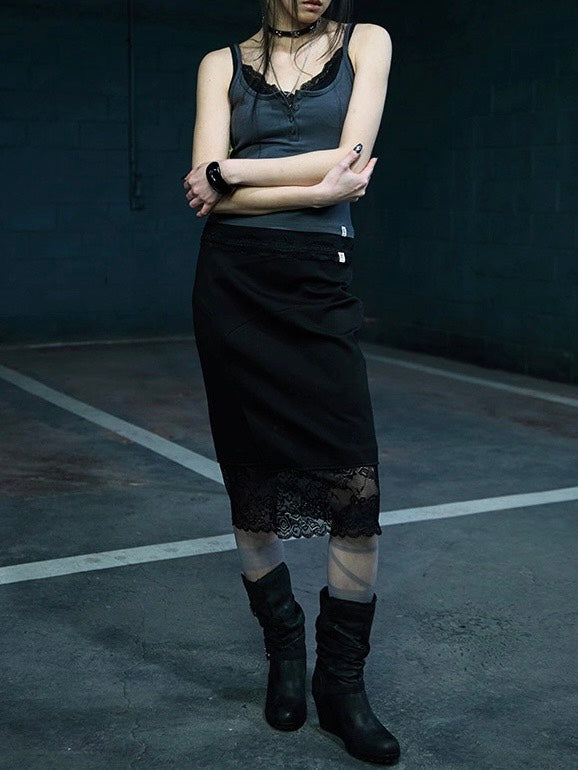 【NOT KNOWING】Lace Layered Cami Set