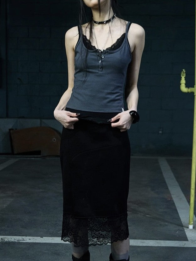 【NOT KNOWING】Lace Layered Cami Set