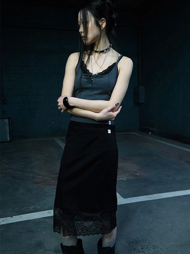 【NOT KNOWING】Lace Layered Cami Set