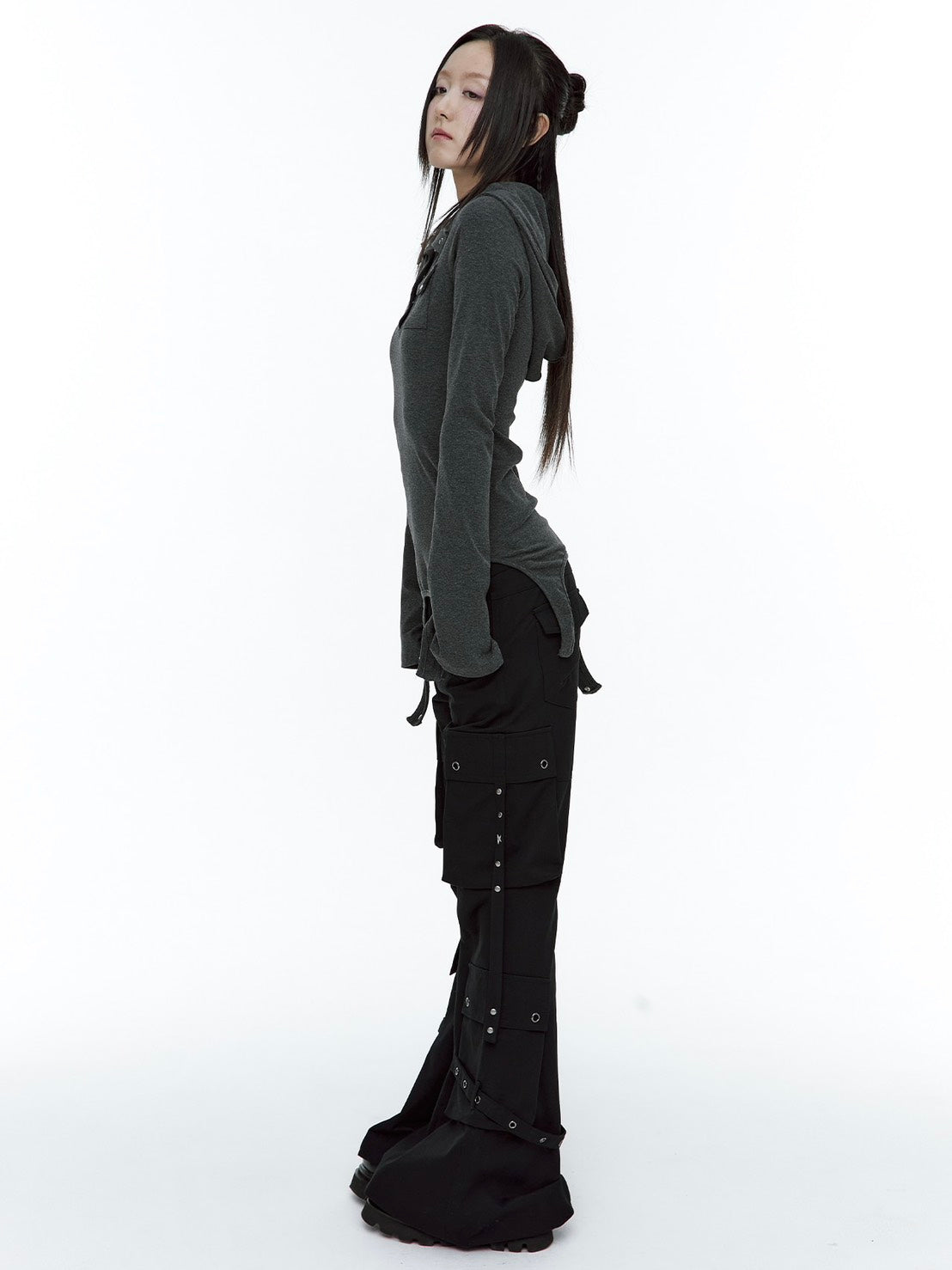 【ROUGH NECK】
Garter Hooded Henley Top