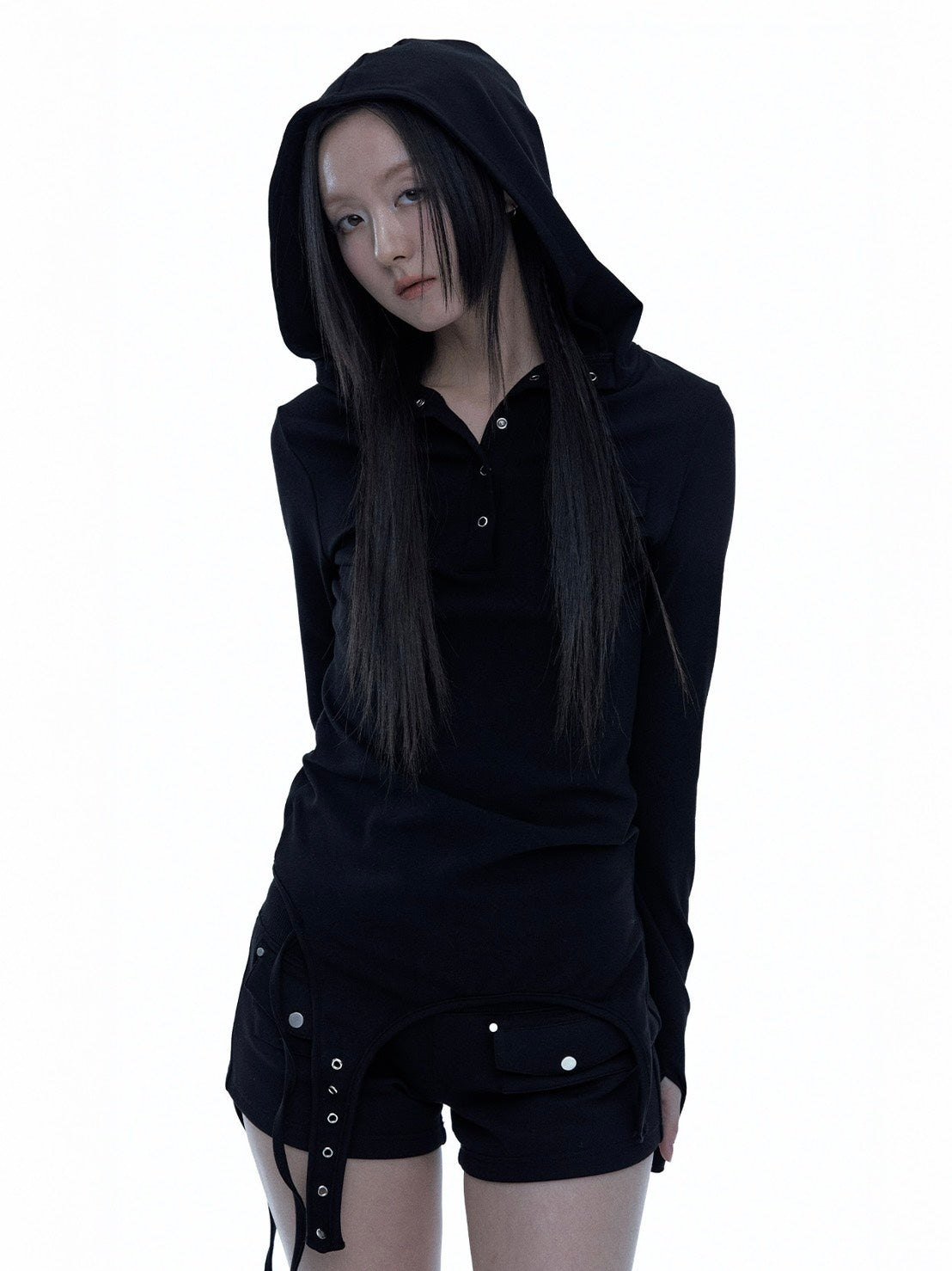 【ROUGH NECK】
Garter Hooded Henley Top
