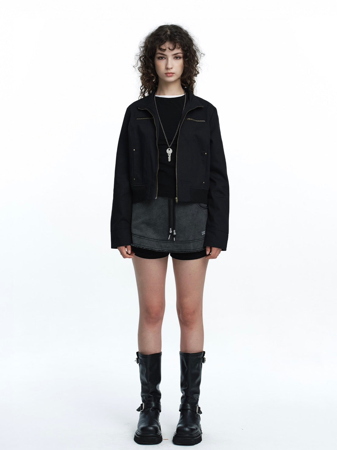 【ROUGH NECK】Raw Stitch Pants Skirt