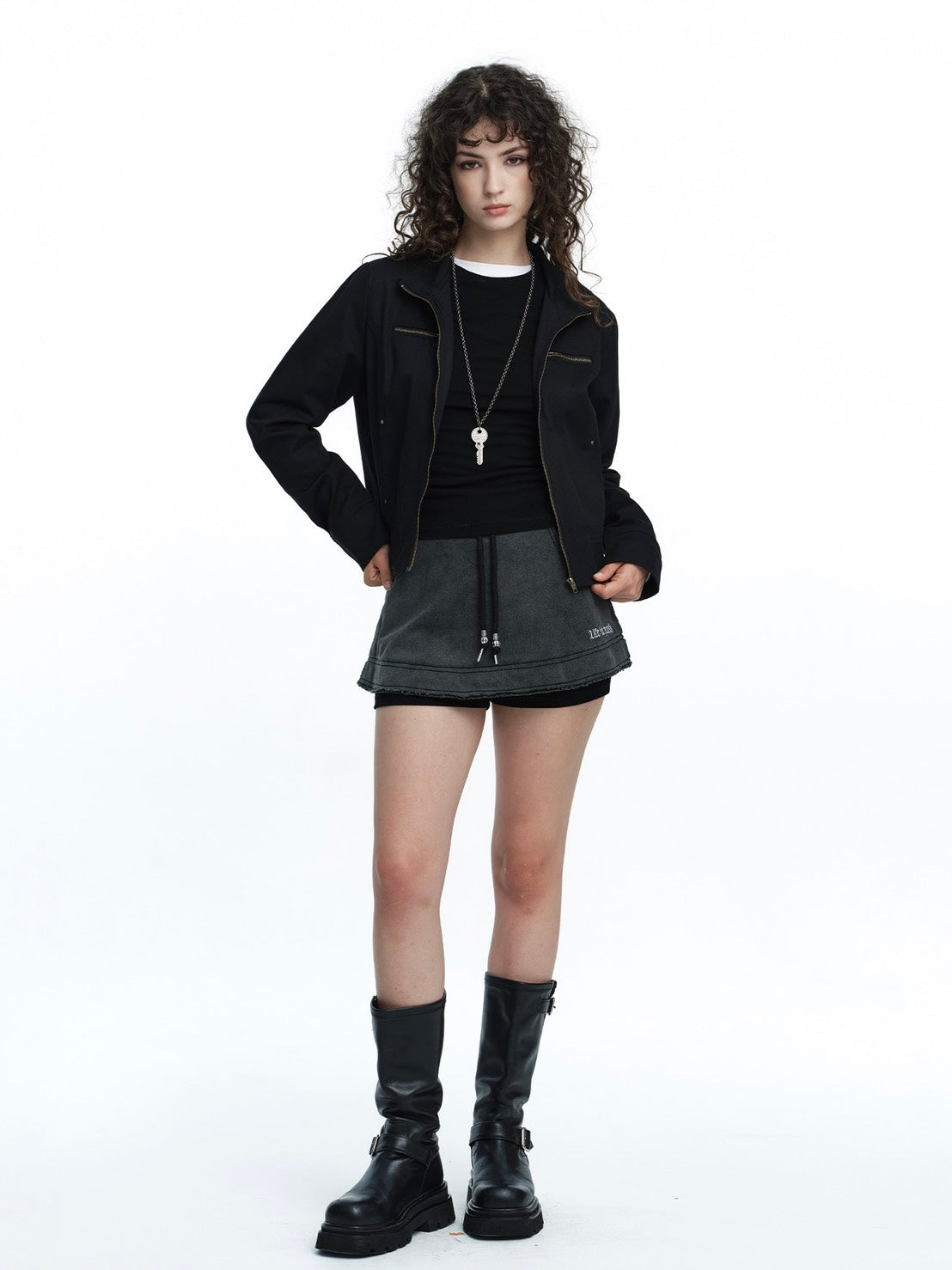 【ROUGH NECK】Raw Stitch Pants Skirt