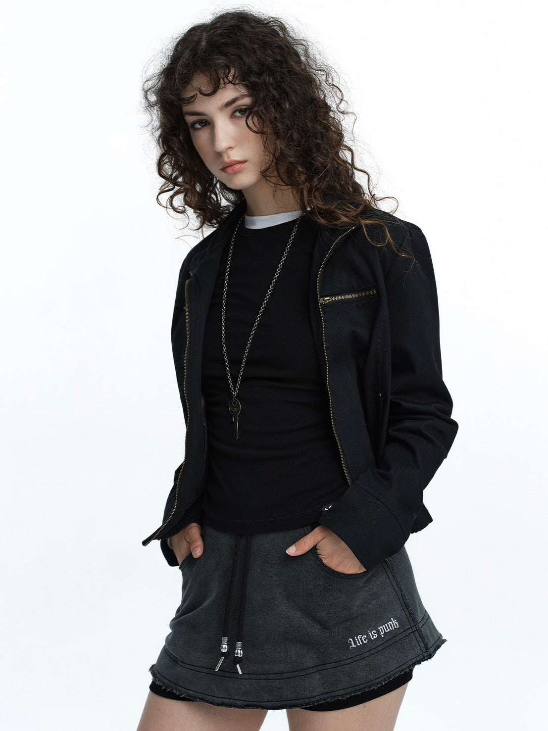 【ROUGH NECK】Raw Stitch Pants Skirt