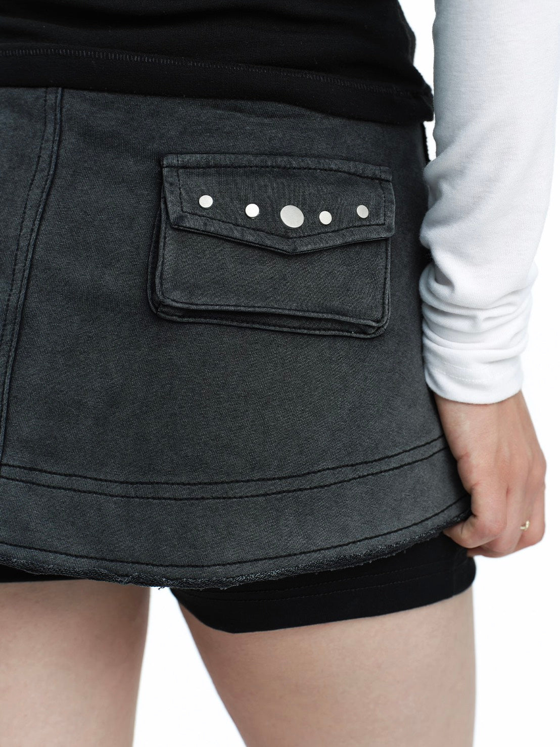 【ROUGH NECK】Raw Stitch Pants Skirt