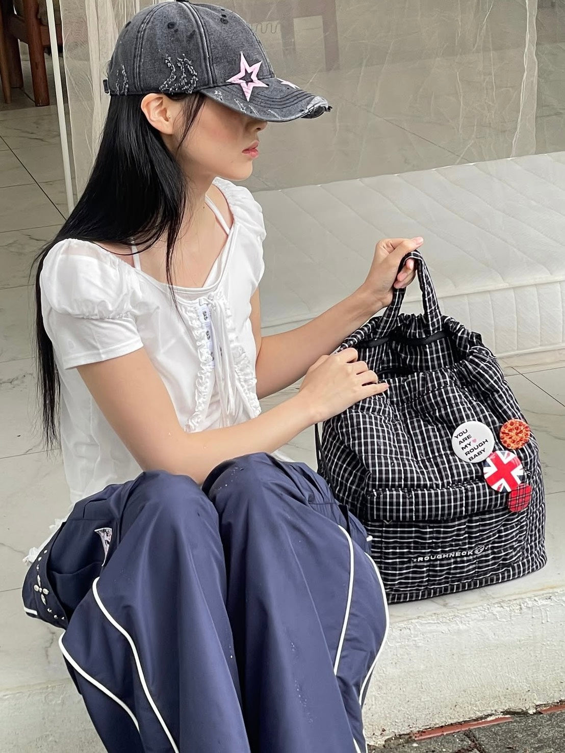 【ROUGH NECK】
Check String Backpack