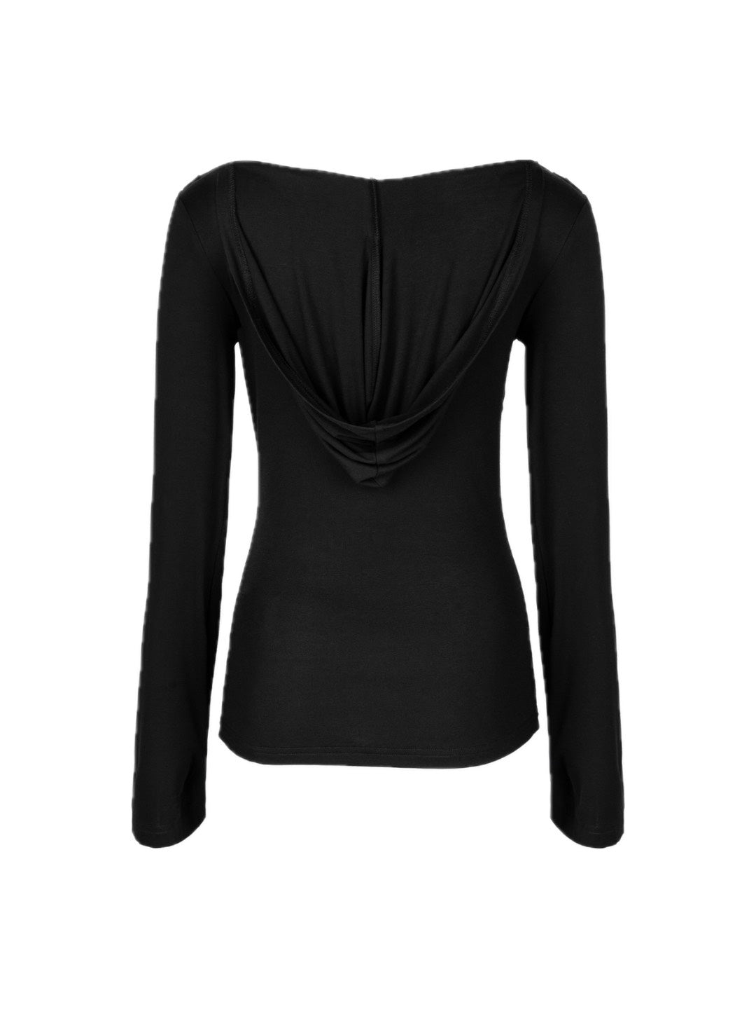 【ROUGH NECK】
Draped Hooded Long Sleeve Top