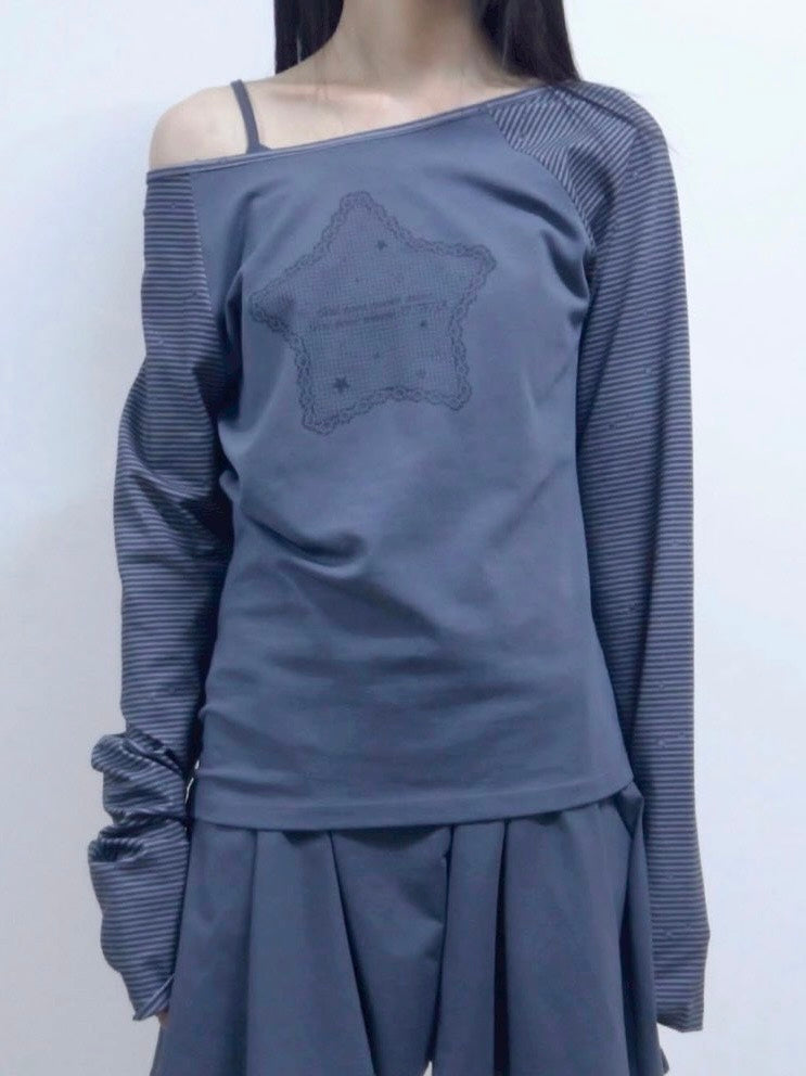 【OJOS】Stripe Raglan Long Sleeve