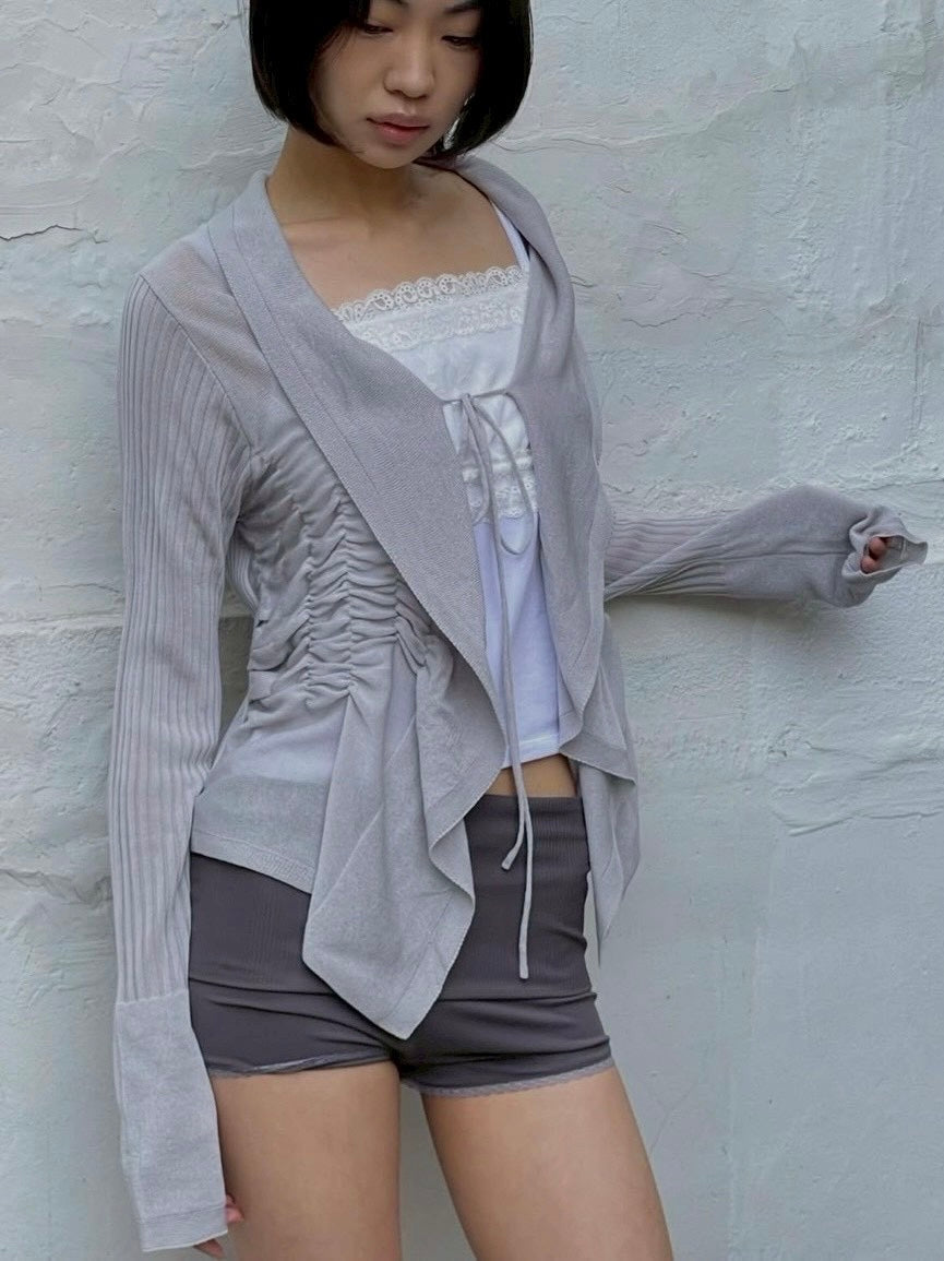 【OJOS】Ruffled Drape Cardigan