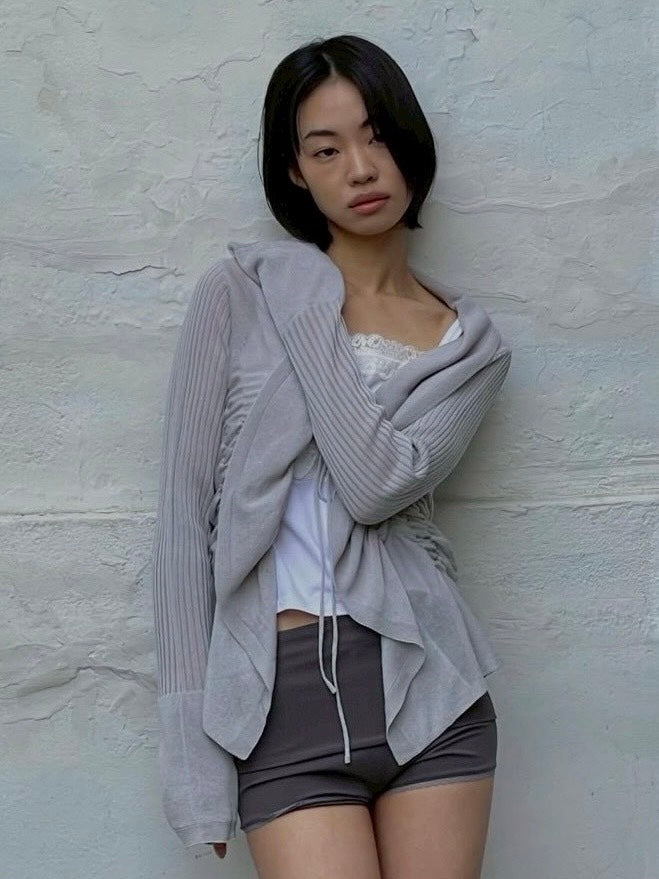 【OJOS】Ruffled Drape Cardigan