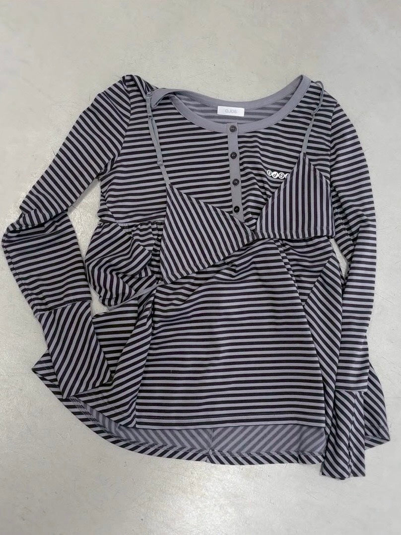【OJOS】Layered Bra Flare Top