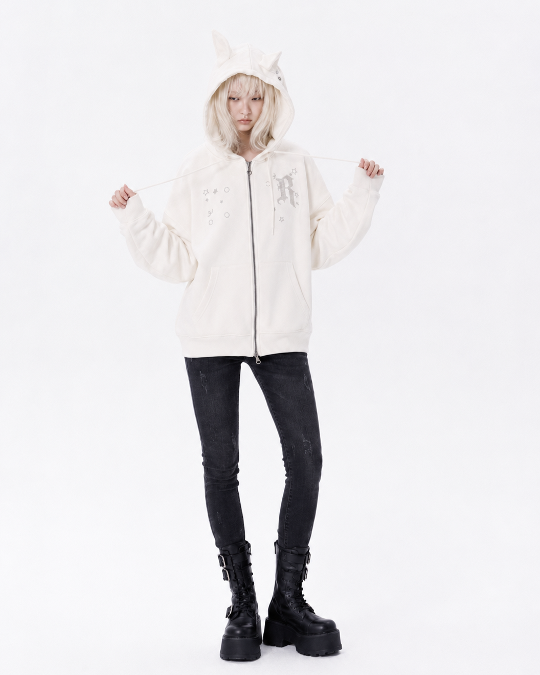 【runningHIGH】EAR ZIP UP HOODIE