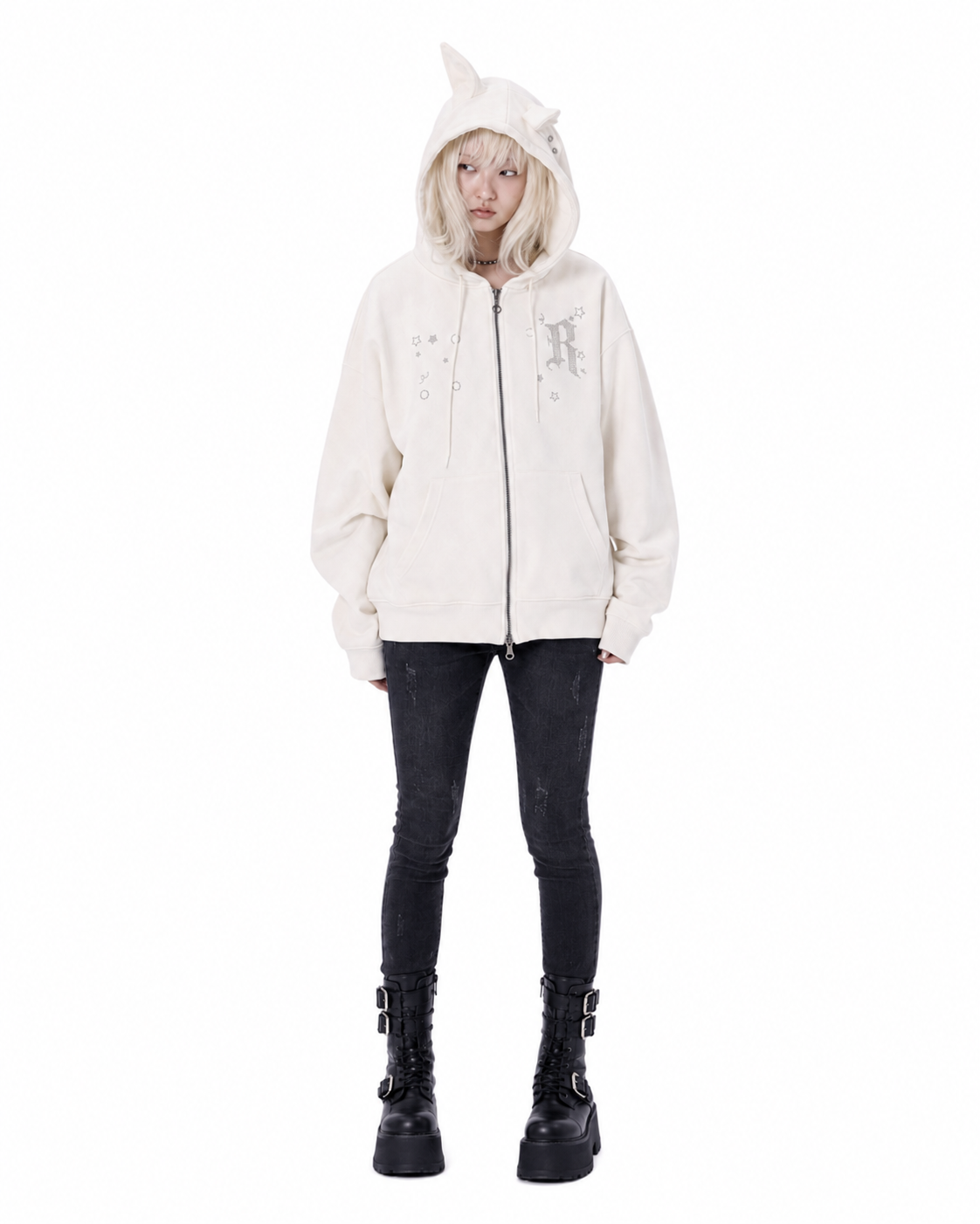 【runningHIGH】EAR ZIP UP HOODIE